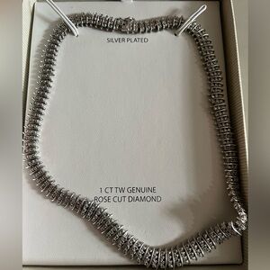 New Victoria Townsend 1 CT TW Genuine Rose Cut Diamond Silver Necklace $400